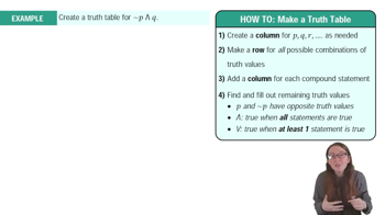 Truth Tables for Compound Statements Example 2
