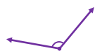 Two purple rays forming an angle with a curved arc indicating the angle measurement.