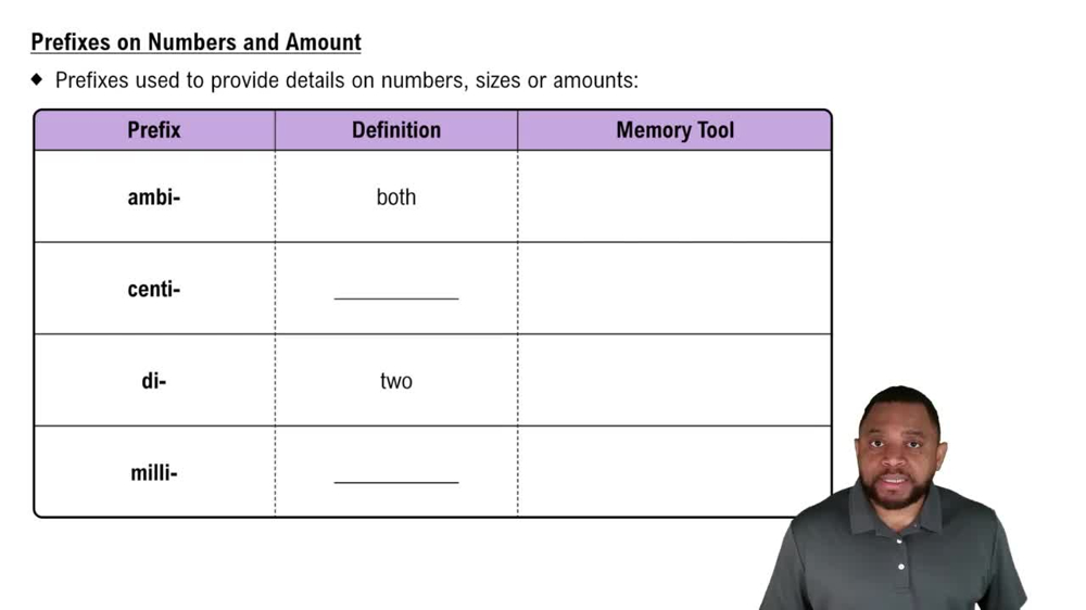 Prefixes on Numbers and Amount Concept 1