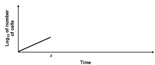 Graph showing bacterial cell count over time with a marked point where antibacterial agents are added.