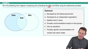 Dietary Reference Intakes Example 1