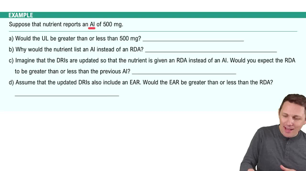 Dietary Reference Intakes Example 2
