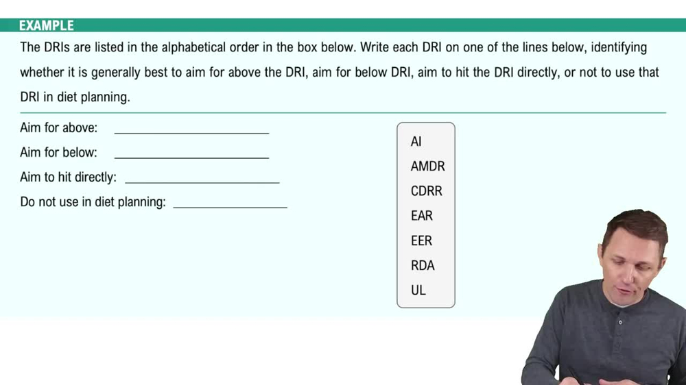 Dietary Reference Intakes Example 3