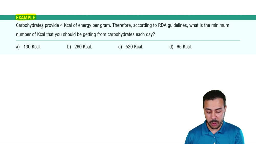 Dietary Guidelines for Carbohydrates Example 1