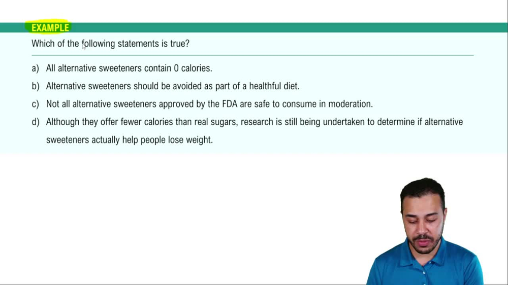 Alternative Sweeteners Example 1