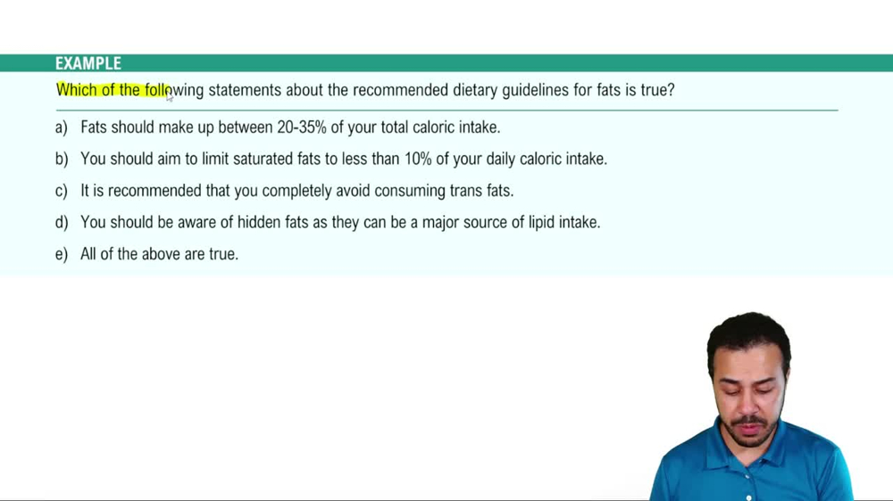 Dietary Guidelines for Lipids Example 1
