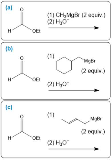 Grignard reaction scheme for propan-2-ol synthesis from ethyl formate.
