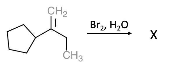 Reaction of alkene with bromine water