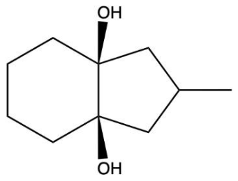 Stereochemical representation of a diol product with two hydroxyl groups.