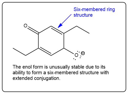 Enol form depicting a six-membered ring structure with extended conjugation.