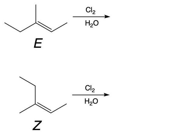 Halohydrin formation for E and Z isomers with missing products