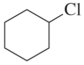 Chemical structure of an alkyl halide with a chlorine atom attached, illustrating an E2 reaction mechanism.