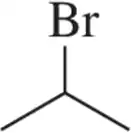 Bromoalkane structure showing a bromine atom attached to a carbon in a molecular representation.