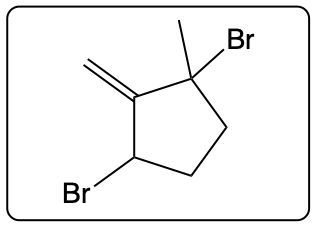 Major product structure showing bromine atoms added to the diene.