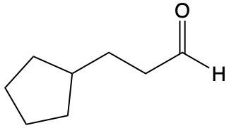 Chemical structure of an aldehyde relevant to alkyne hydration.