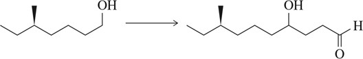 Synthetic scheme showing the transformation of an alcohol to a carbonyl compound with protecting groups indicated.
