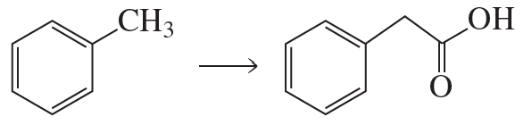 Reaction scheme showing the conversion of a methyl-substituted benzene to a carboxylic acid with hydroxyl group.