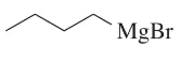 Structural formula of an alkyl magnesium bromide compound, indicating a nucleophile for chemical reactions.