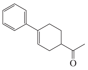 Chemical structure of a compound with a carbon ring and functional groups, illustrating a Diels-Alder reaction synthesis.