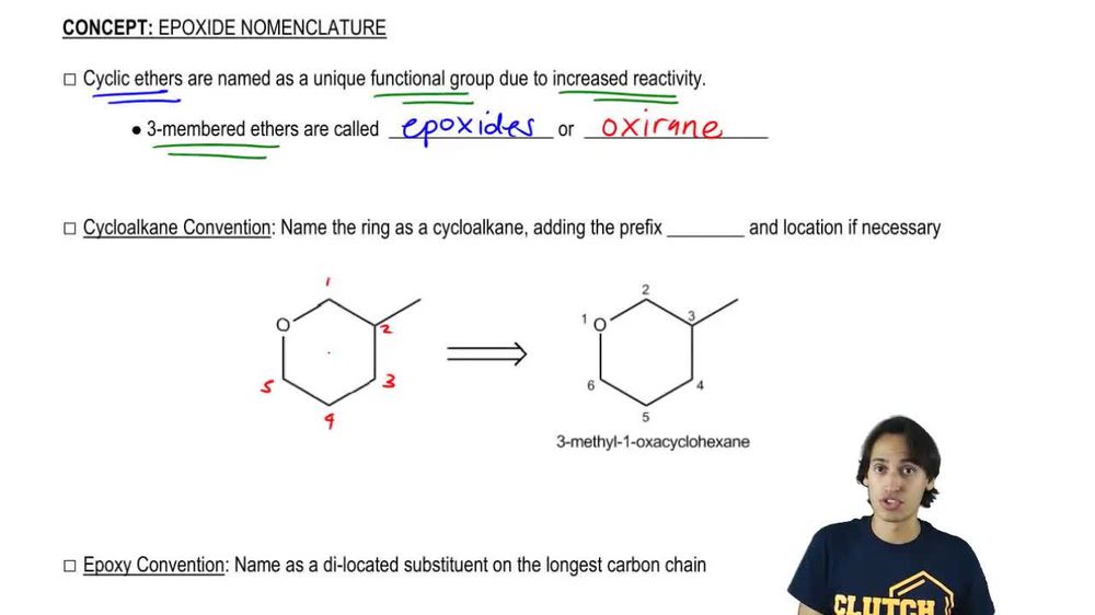How to name cyclic ethers using the cycloalkane convention.