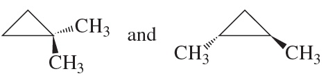 Two molecular structures are shown, labeled as "and," illustrating a comparison of isomers.