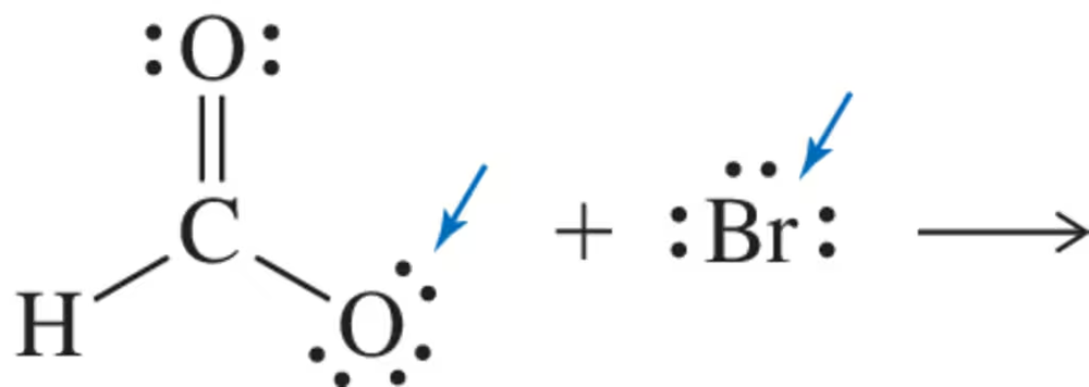 Diagram showing molecular structures with arrows indicating atoms for formal charge calculation.