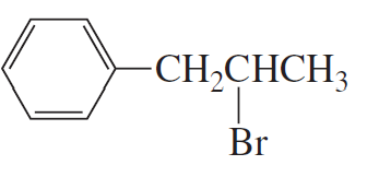 Chemical structure of an alkyl halide with a bromine atom attached to a carbon chain connected to a benzene ring.