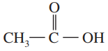 Lewis structure of acetic acid showing carbon, oxygen, and hydrogen atoms with bonds and lone pairs.