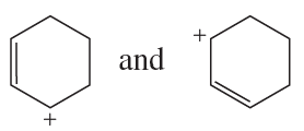 Two chemical structures are shown side by side, labeled "and," with plus signs indicating charge.