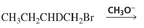 E2 reaction showing CH3CH2CH=CH2 and CH3C≡CCH2 as elimination products with a base.