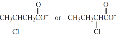 Chemical structures comparing two compounds with chloride and carboxylate groups, questioning which is a stronger base.