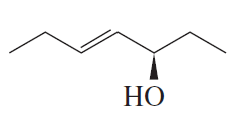 Chemical structure showing a compound with a hydroxyl group (HO) for R and S configuration analysis.
