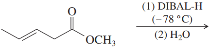 Chemical reaction diagram showing a compound with an aldehyde and methoxy group, with DIBAL-H and water as reagents.