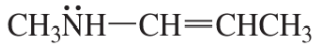 Chemical structure of an organic compound with a nitrogen atom, showing resonance contributors and hybrid representation.
