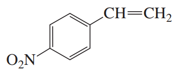 Chemical structure of a benzene ring with a nitro group (O2N) and an ethylene group (CH=CH2) attached.