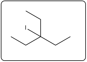 Chemical structure showing the addition of HI to 3-ethylpent-2-ene.