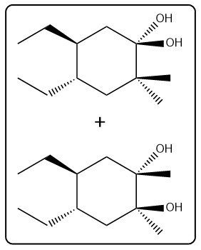 Final product showing hydroxyl groups on both compounds after reaction.