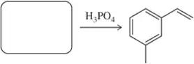 Reaction diagram showing dehydration of an alcohol to form an alkene using phosphoric acid as a catalyst.