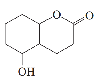 Chemical structure of an alcohol with a hydroxyl group and adjacent carbonyl compounds.