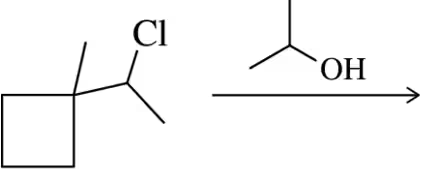 Chemical structures showing a chlorine atom on the left and an alcohol group on the right, indicating a substitution reaction.