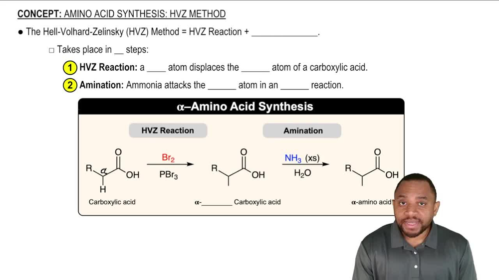 Amino Acid Synthesis: HVZ Method Concept 1