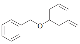 Chemical structure of an ether featuring a central oxygen atom bonded to two carbon chains, each with aromatic rings.