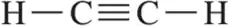 Structural formula of a carbon molecule with two hydrogen atoms and a triple bond between carbon atoms.