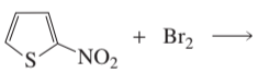Chemical reaction diagram showing a nitro-substituted aromatic compound reacting with bromine.