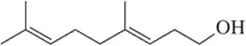 Molecule with two alkenes and an alcohol group, used in hydrogenation reaction to form saturated hydrocarbons.