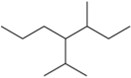 Structural formula of an alkane with a branched chain, illustrating IUPAC naming conventions.