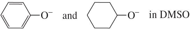 Two chemical structures of anionic species, with one labeled "O−" and the other "O− in DMSO," illustrating nucleophiles.