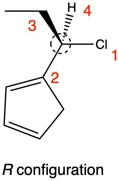 Chiral compound with numbered substituents indicating R configuration.