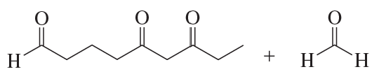 Ozonolysis reaction showing an alkene structure and products formed with dimethyl sulfide.