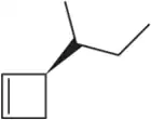 Chemical structure illustrating chirality with a square and branching lines, representing R and S configurations.